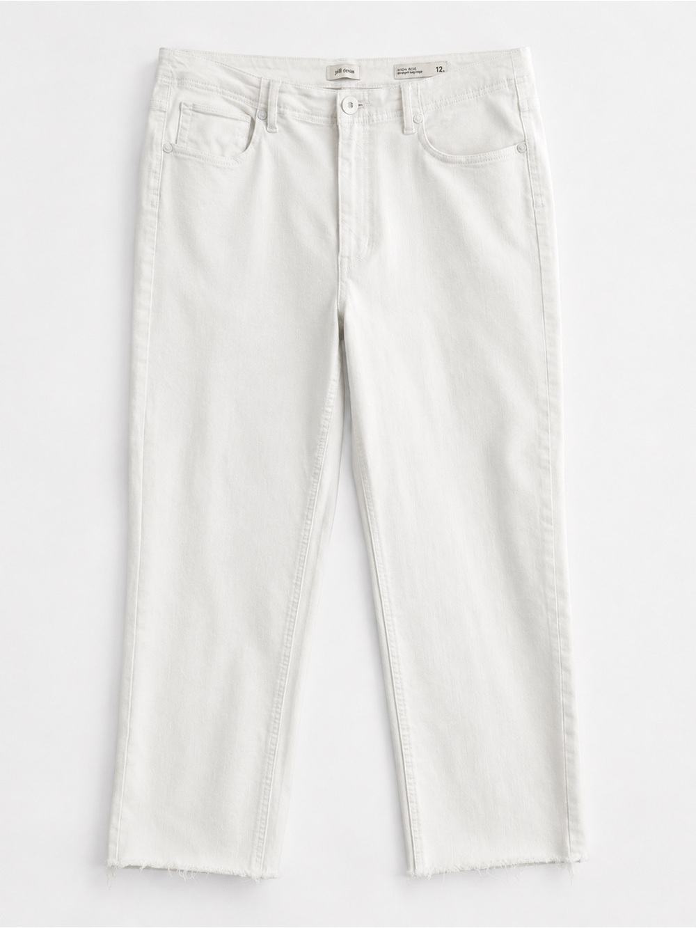 J.Jill Denim High Rise Straight Leg Crop Jeans White Raw Hem Size 12R